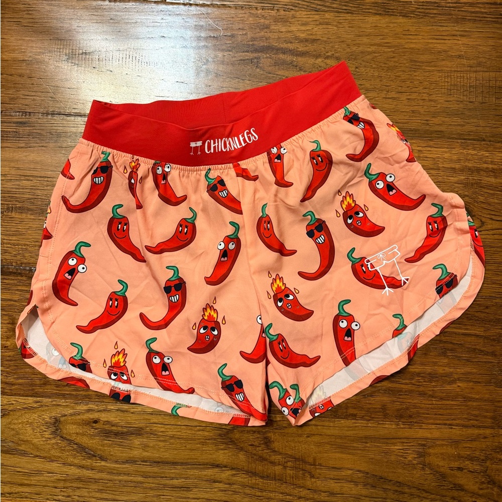Chickenlegs Men’s Running Shorts – Spicy Pepper Print – Size Small (4”)
